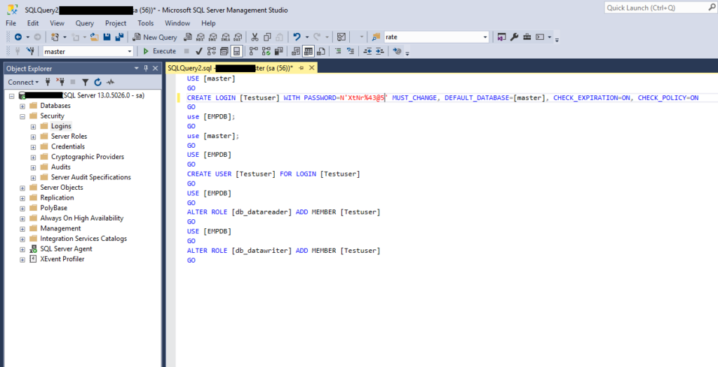 create user using sql query