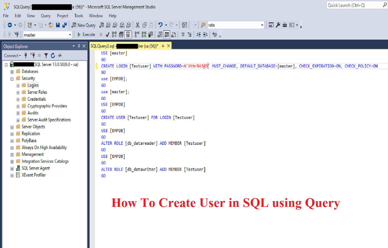 how to create user in sql server