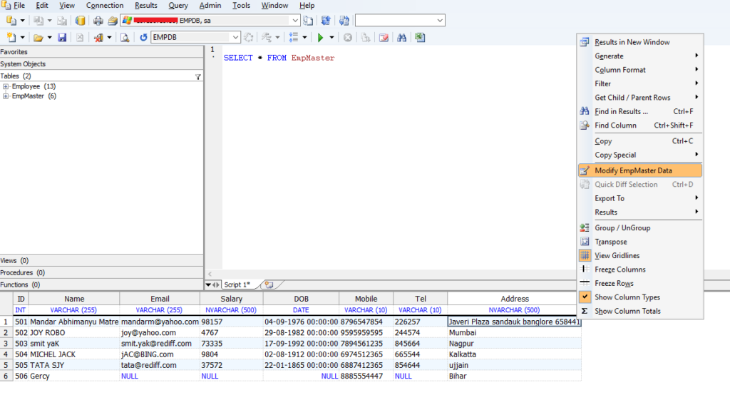 update from sql  dbx