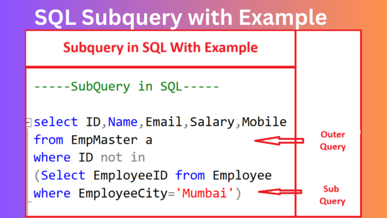 Subquery in SQL | Easy 4 Examples - Developers Tutorial